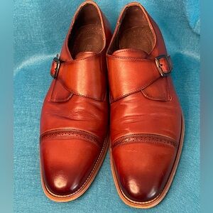 👞 Stacy Adams Desmond Cap Toe Monk Strap Brown Smooth Leather Oxfords. 👞